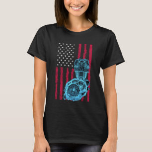 American Flag Piston Muscle Car 9 T-Shirt