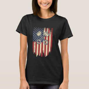 American Flag Piston Muscle Car for Patriotic Mech T-Shirt