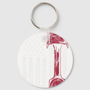American Flag Piston Muscle Car Keychain