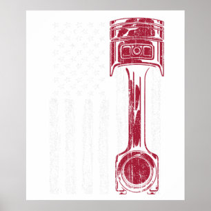 American Flag Piston Muscle Car Poster