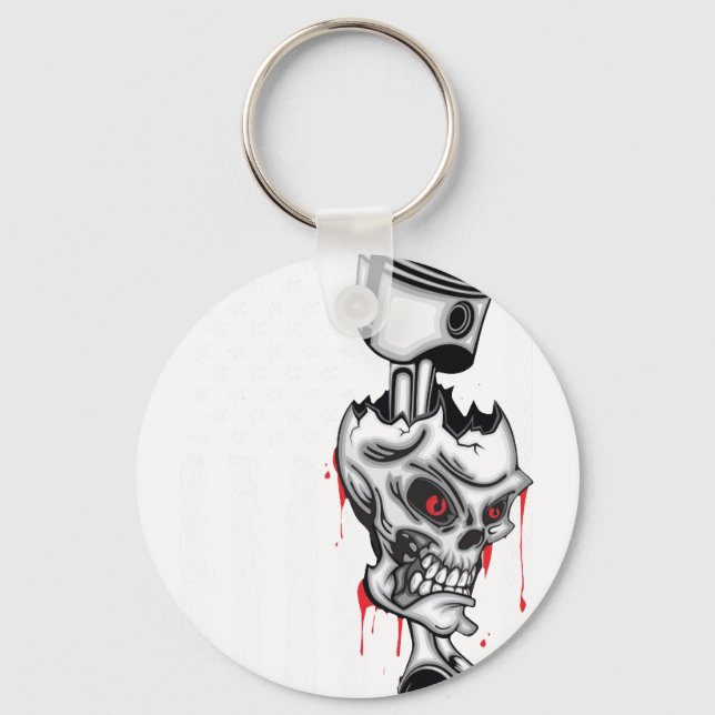 American Flag Piston Muscle Car retro Keychain (Front)