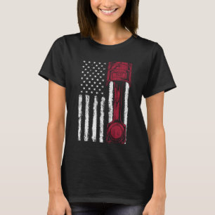 American Flag Piston Muscle Car T-Shirt