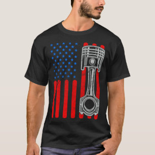 American Flag Piston Patriotic Vintage Car Patriot T-Shirt