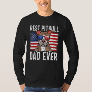 American Flag Pitbull Dad Dog Fathers Day T-Shirt