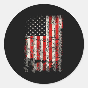 American Flag Pledge Of Allegiance Classic Round Sticker