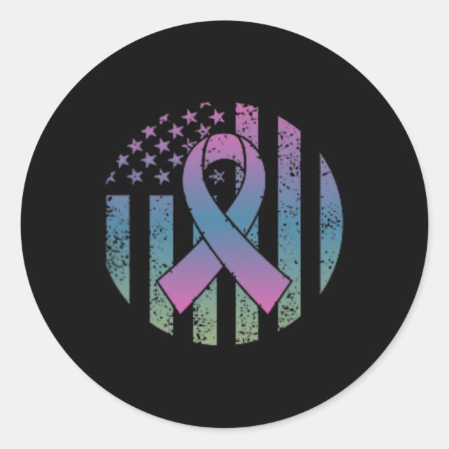American Flag Pocket Metastatic Breast Cancer Awa  Classic Round Sticker (Front)