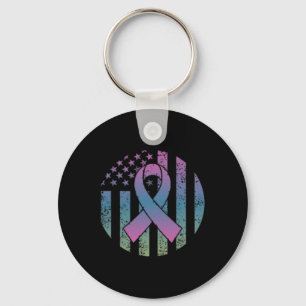 American Flag Pocket Metastatic Breast Cancer Awa  Keychain