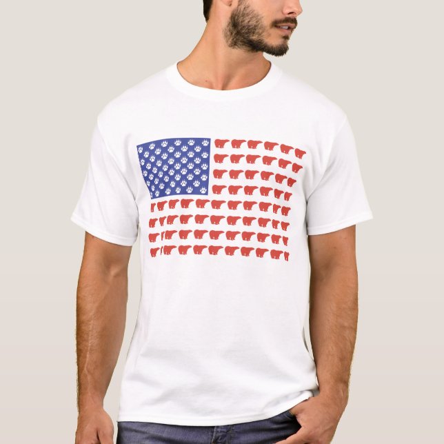 American Flag Polar Bear T-Shirt (Front)