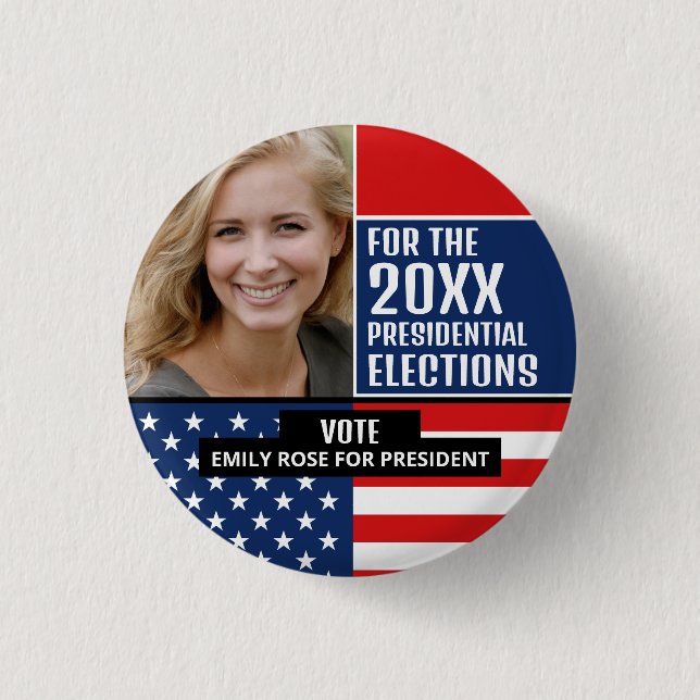 American Flag, Political Campaigner Advertising 1 Inch Round Button (Front)