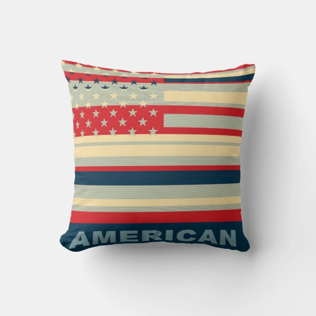 American Flag Pop Art 2 Throw Pillow (Front)