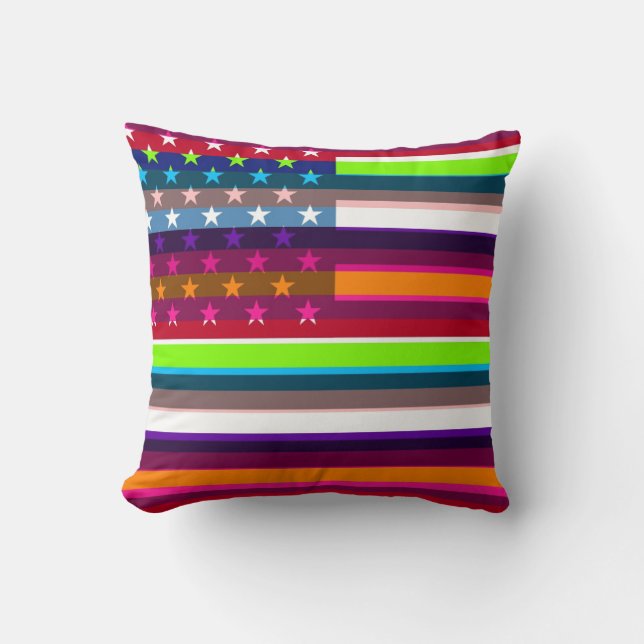 American Flag Pop Art 4 Throw Pillow (Front)