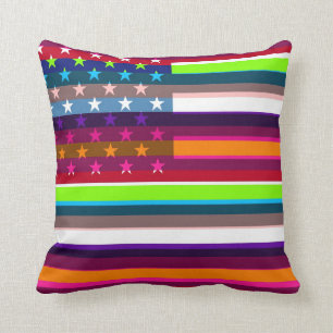 American Flag Pop Art 4 Throw Pillow