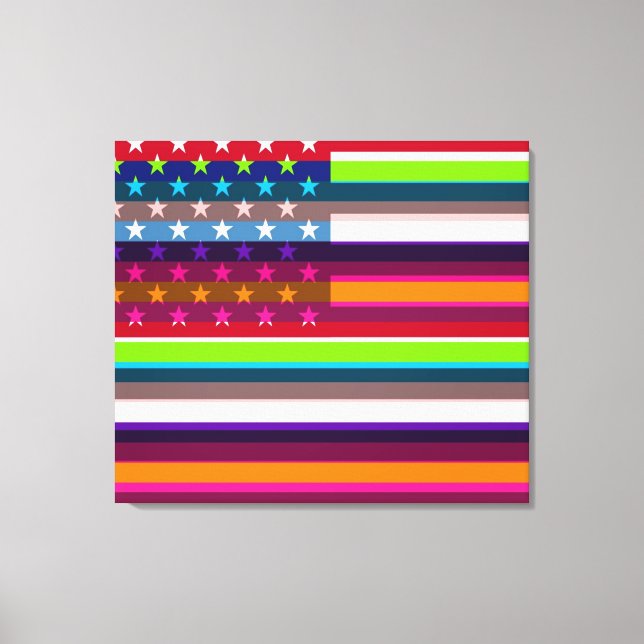 American Flag Pop Art 7 Canvas Print (Front)