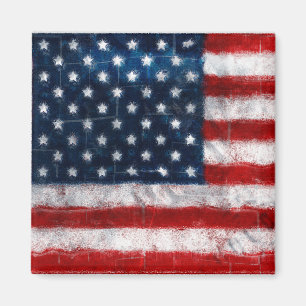 American Flag Portrait Square Magnet