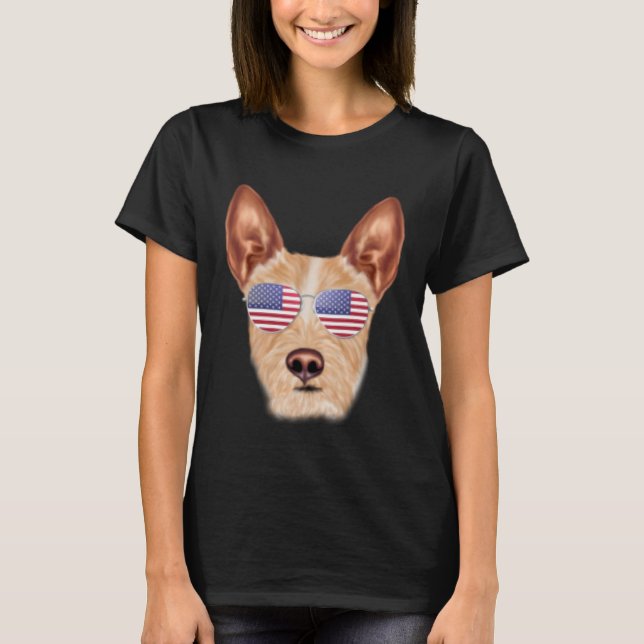 American Flag Portuguese Podengo Pequeno Dog Ameri T-Shirt (Front)