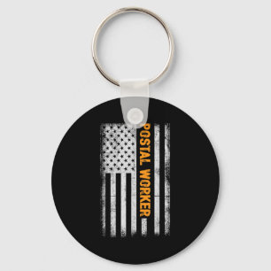 American Flag Postal Worker Funny Quote Graphic Wo Keychain