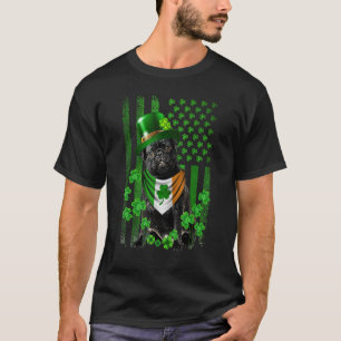 American Flag Pug Dog Hat Irish St Patricks Day T-Shirt