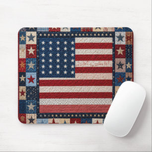 American Flag Quilt Pattern Mouse Pad