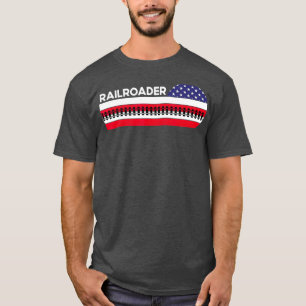 American Flag Railroad Train Conductor Gift T-Shirt