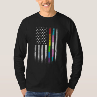American Flag Rainbow Homosexual Rights LGBTQ Bise T-Shirt
