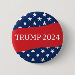 American Flag Red and White Trump 2024 2 Inch Round Button
