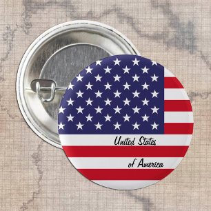 American Flag & Red Heart - USA/sports fan 1 Inch Round Button