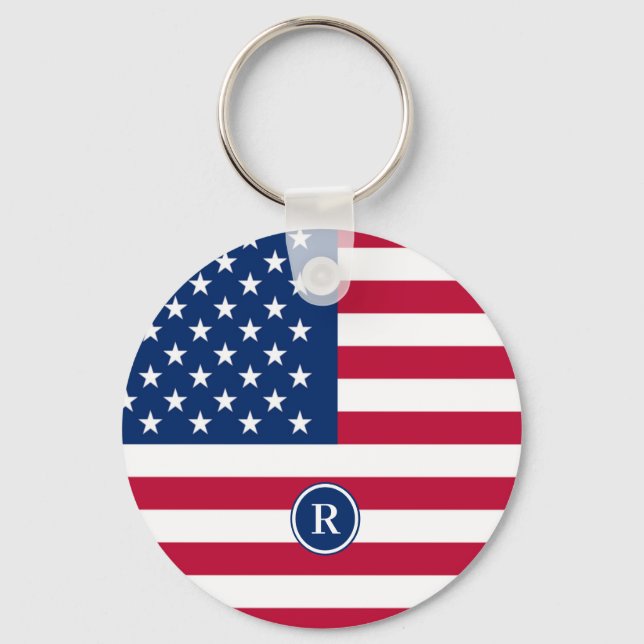 American Flag Red White and Blue Patriotic Keychain (Front)