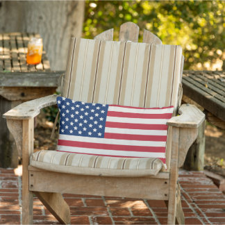 American Flag Red White and Blue Patriotic Lumbar Pillow