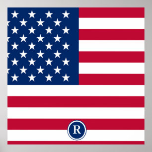 American Flag Red White and Blue Patriotic Poster