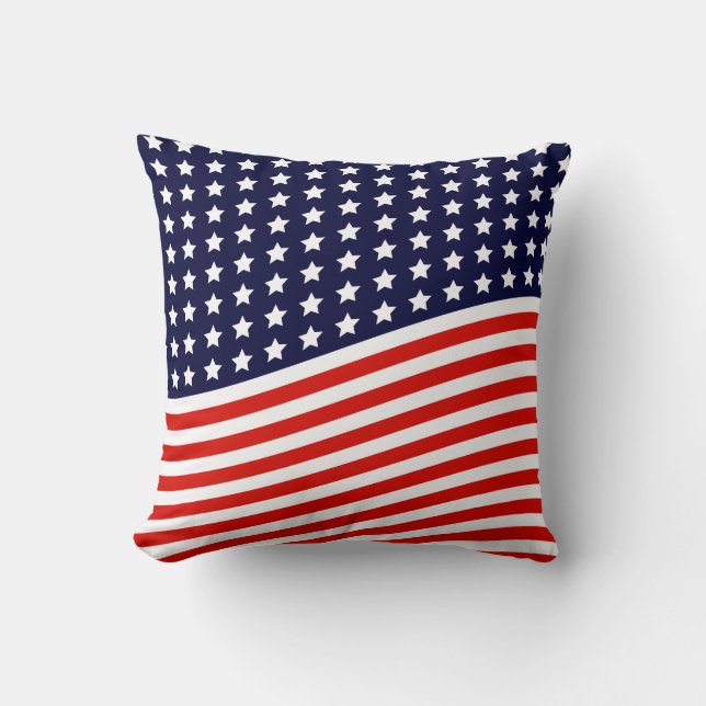 American Flag - Red, White and Blue USA Throw Pillow (Front)