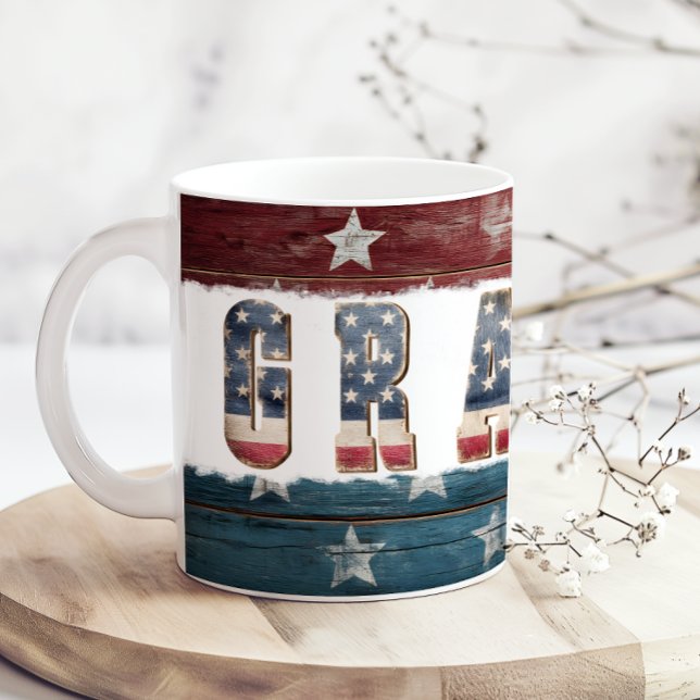 American Flag Red White Blue Grandpa Coffee Mug (Creator Uploaded)