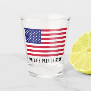 American Flag Red White Blue Monogram Name Shot Glass