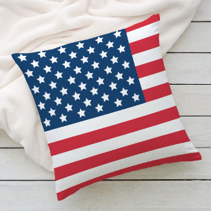 American Flag Red White Blue Patriotic Outdoor Pillow