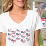 American Flag Red White Blue Patriotic T-Shirt<br><div class="desc">Cute Patriotic American Flag Rustic Heart Pattern T-Shirt!  Features a pattern of rustic or distressed looking American Flag hearts to make up a fun red,  white,  and blue image!  Perfect for 4th of July,  Memorial Day,  Veteran's Day and more!</div>