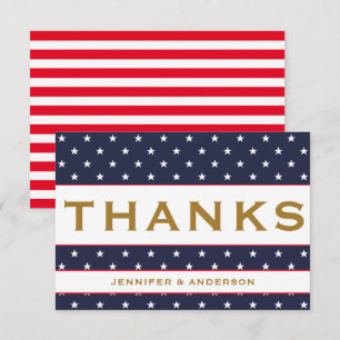 American Flag Red White Blue Patriotic thank you RSVP Card