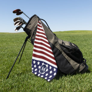 American Flag Red White Blue Stripe Flag   Golf Towel