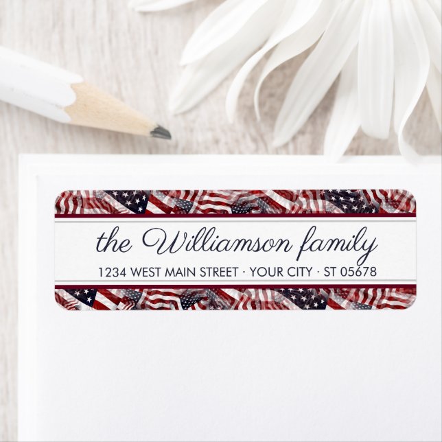 American Flag Red White Blue Stripe Return Address (Insitu)
