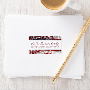 American Flag Red White Blue Stripe Return Address Label