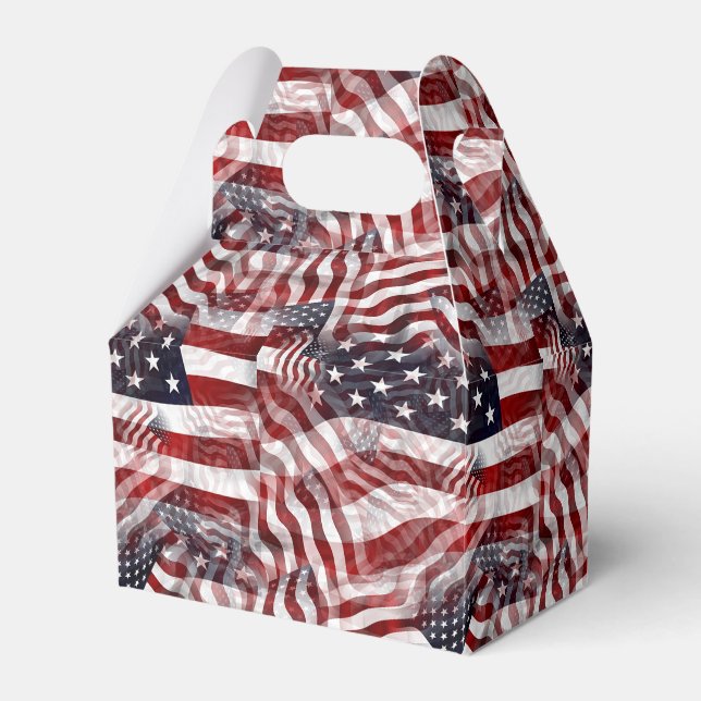 American Flag Red White Blue Stripes Stars Pattern Favor Box (Front Side)