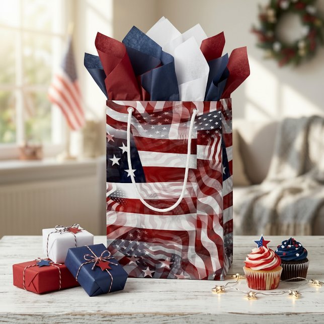 American Flag Red White Blue Stripes Stars Pattern Small Gift Bag (Creator Uploaded)