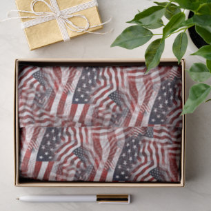 American Flag Red White Blue Stripes Stars Pattern Tissue Paper