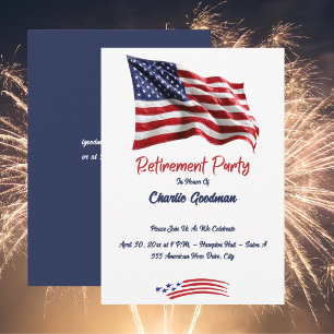 American Flag Retirement Party  Invitation