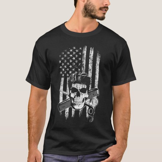 American Flag Retro Barber T-Shirt