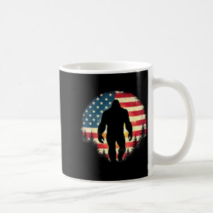 American Flag Retro Bigfoot Sasquatch Hiking Coffee Mug