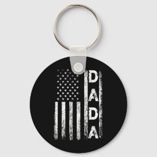American Flag Retro Fathers Day 4th Of July Funny  Keychain