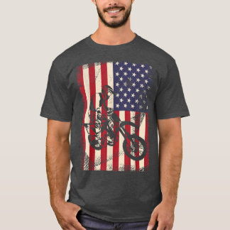 American Flag Retro Vintage Dirt Bike Motocross Bi T-Shirt