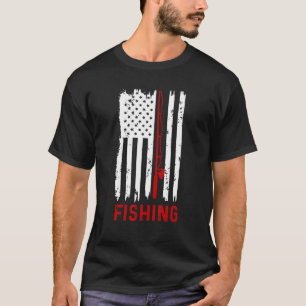 American Flag Retro Vintage Fishing Flag Retro Fla T-Shirt