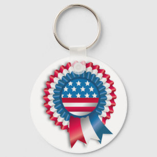 AMERICAN FLAG RIBBON BOW KEYCHAIN