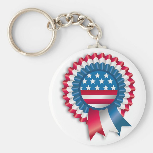 AMERICAN FLAG RIBBON BOW KEYCHAIN (Front)