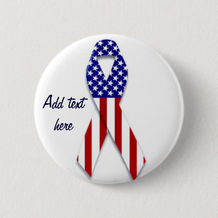 American flag ribbon of love & care_ 2 inch round button